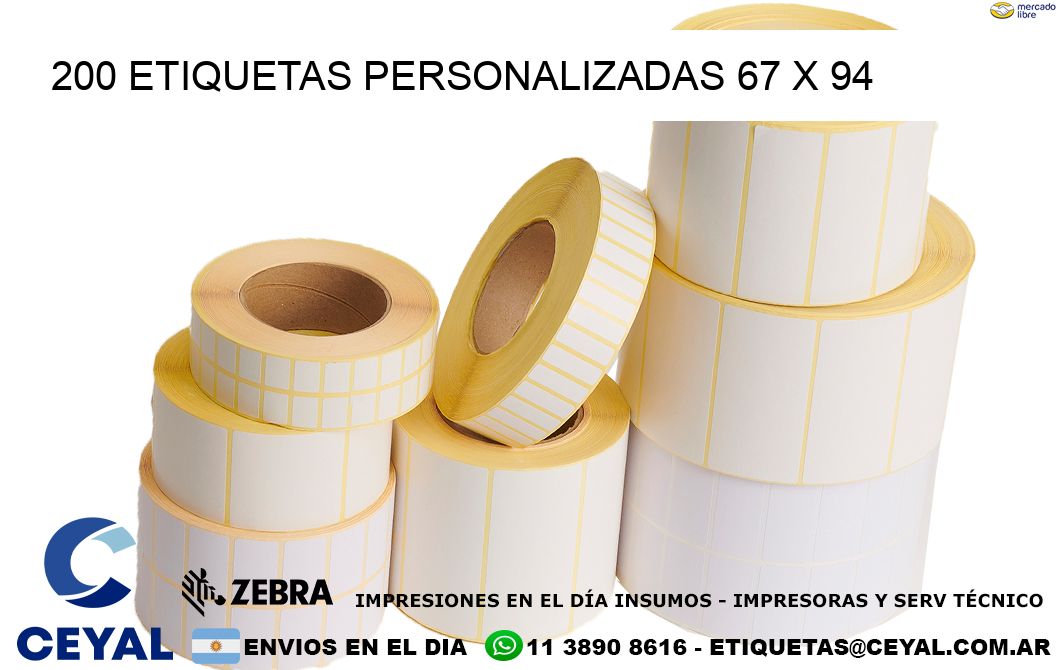 200 ETIQUETAS PERSONALIZADAS 67 x 94