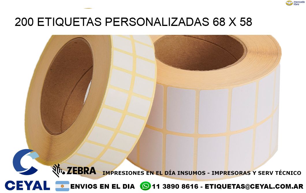 200 ETIQUETAS PERSONALIZADAS 68 x 58