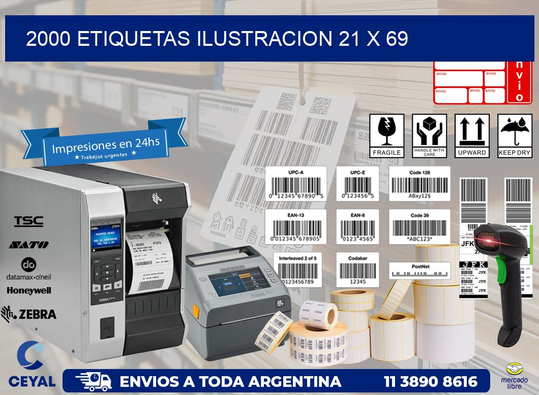 2000 ETIQUETAS ILUSTRACION 21 x 69