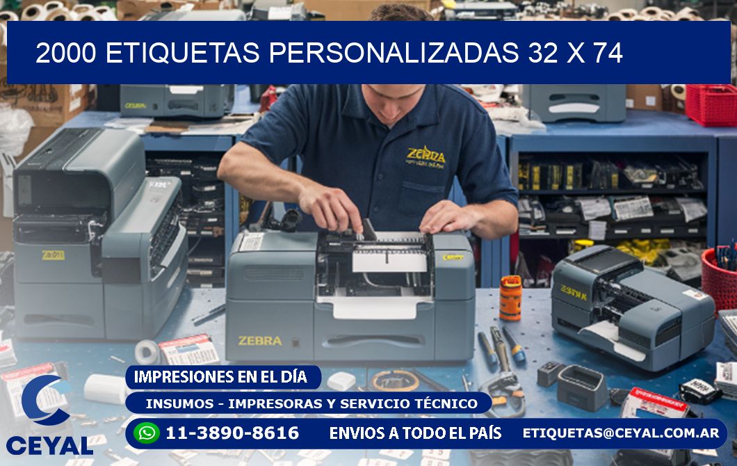 2000 ETIQUETAS PERSONALIZADAS 32 x 74