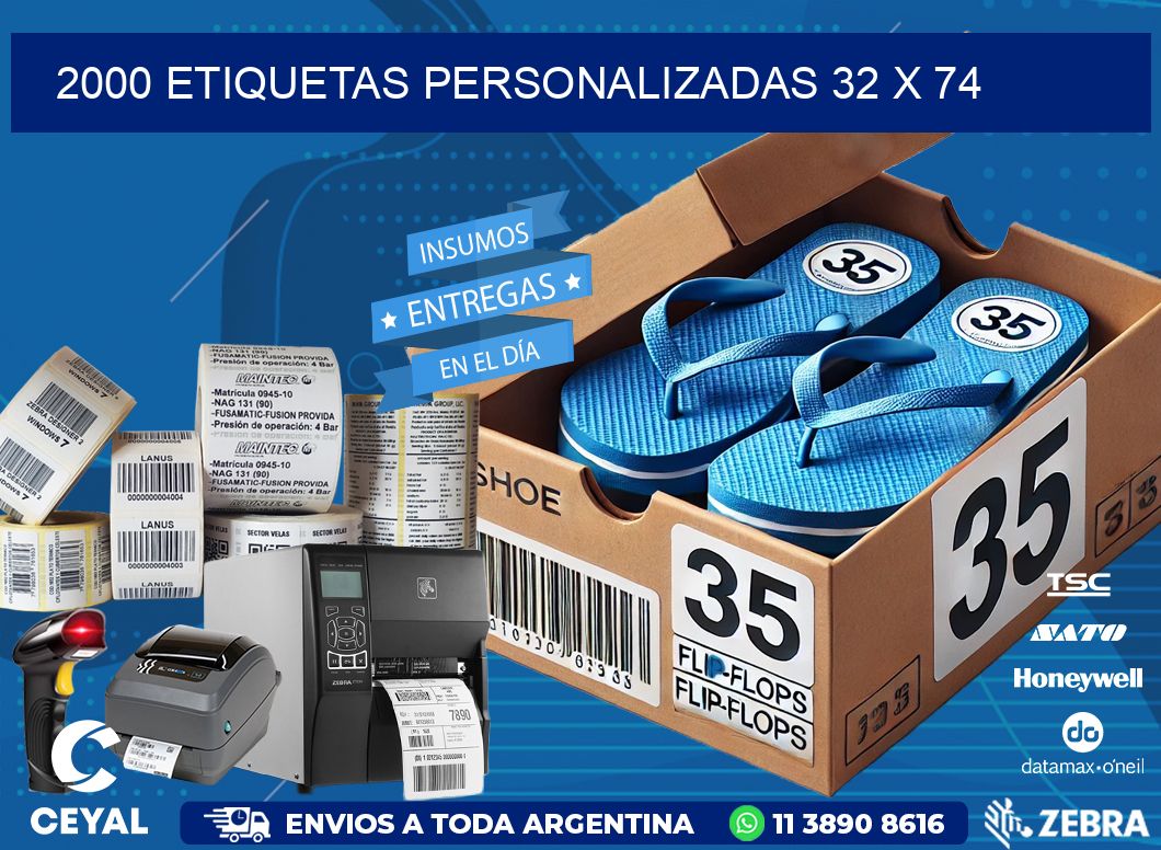 2000 ETIQUETAS PERSONALIZADAS 32 x 74