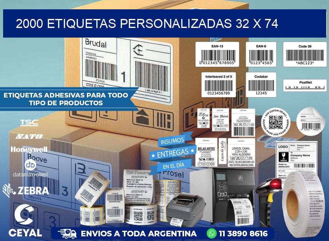 2000 ETIQUETAS PERSONALIZADAS 32 x 74