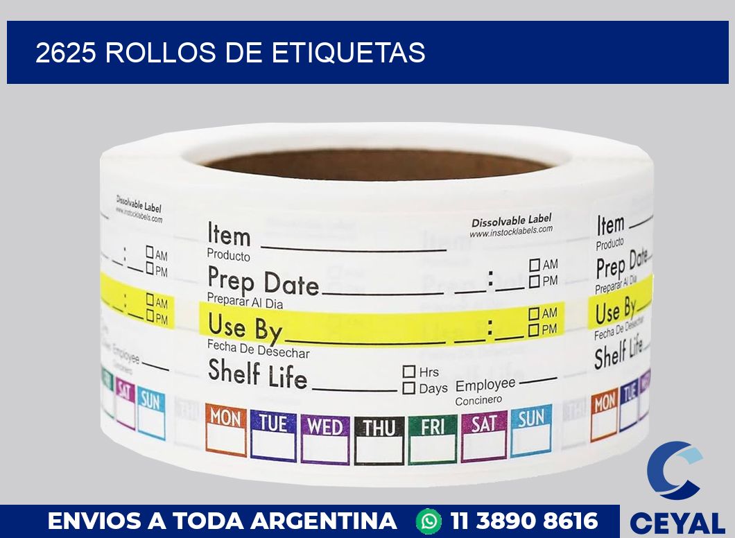 2625 ROLLOS DE ETIQUETAS