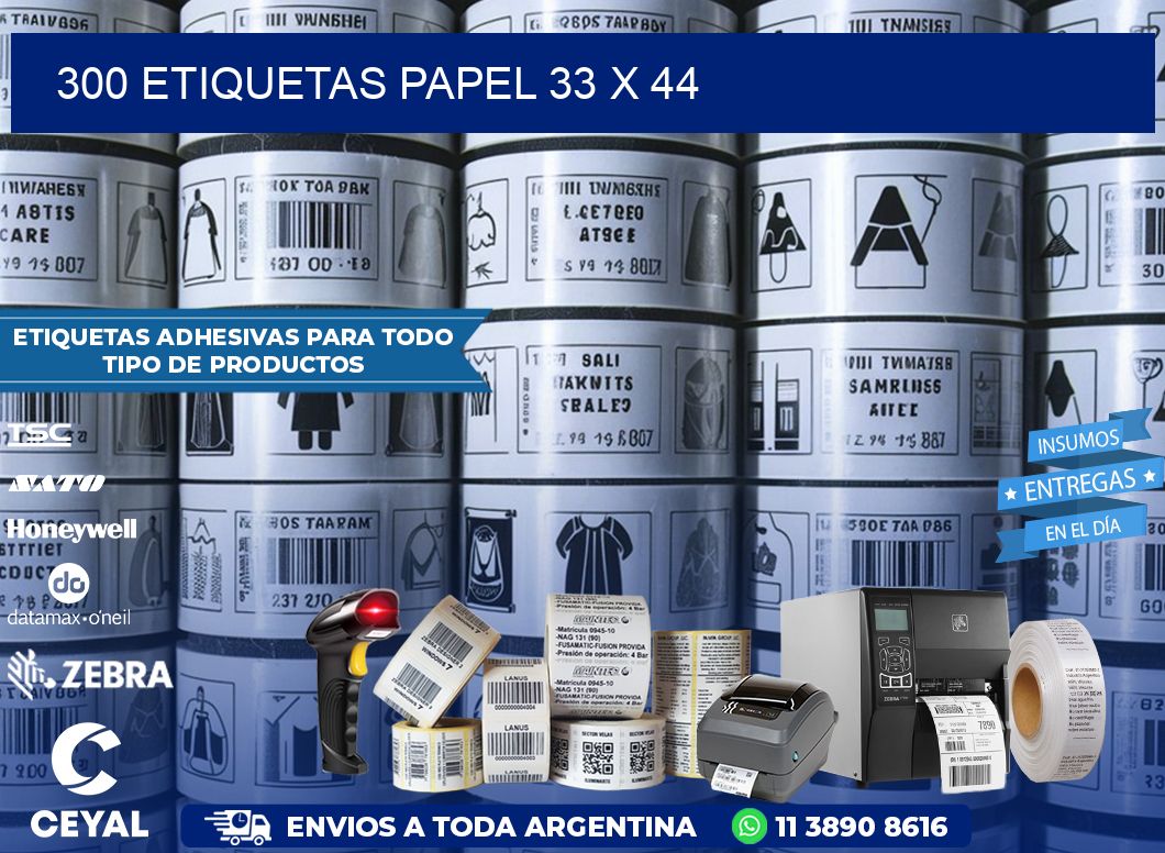 300 ETIQUETAS PAPEL 33 x 44