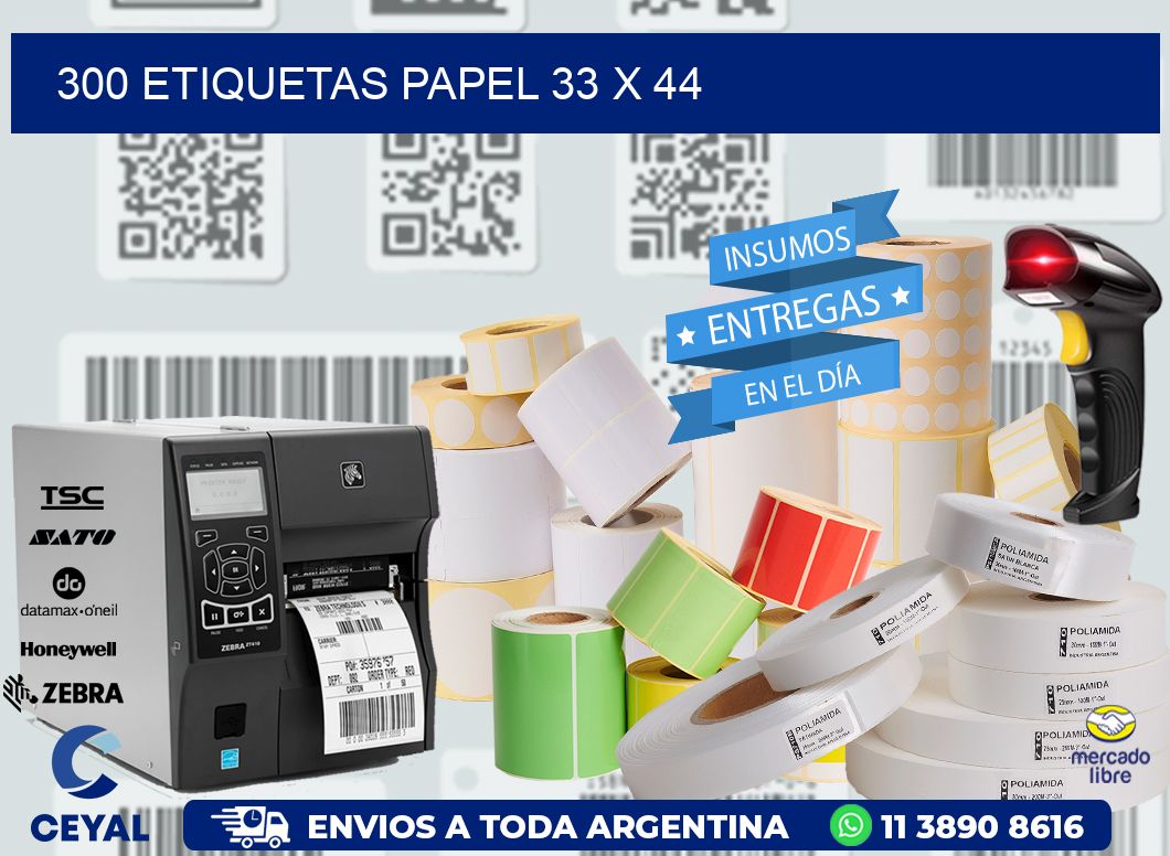 300 ETIQUETAS PAPEL 33 x 44