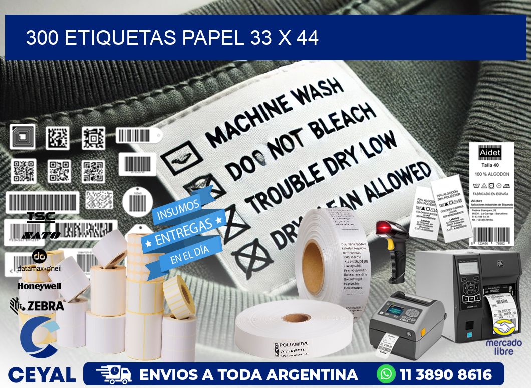 300 ETIQUETAS PAPEL 33 x 44