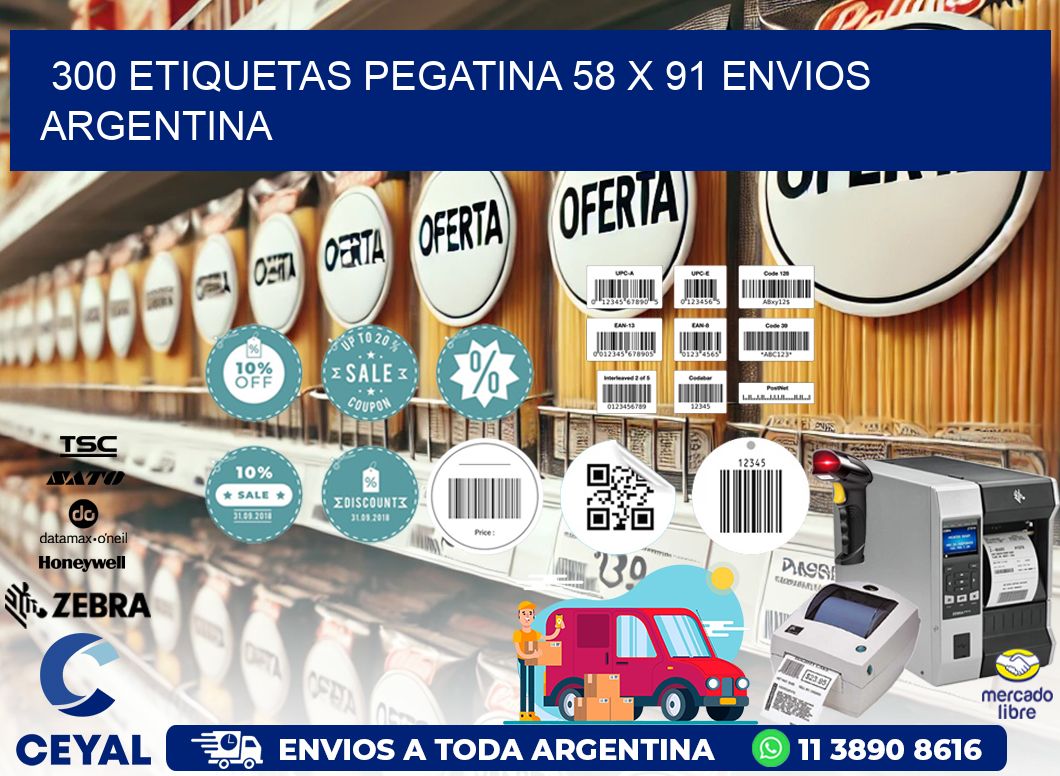 300 ETIQUETAS PEGATINA 58 x 91 ENVIOS ARGENTINA