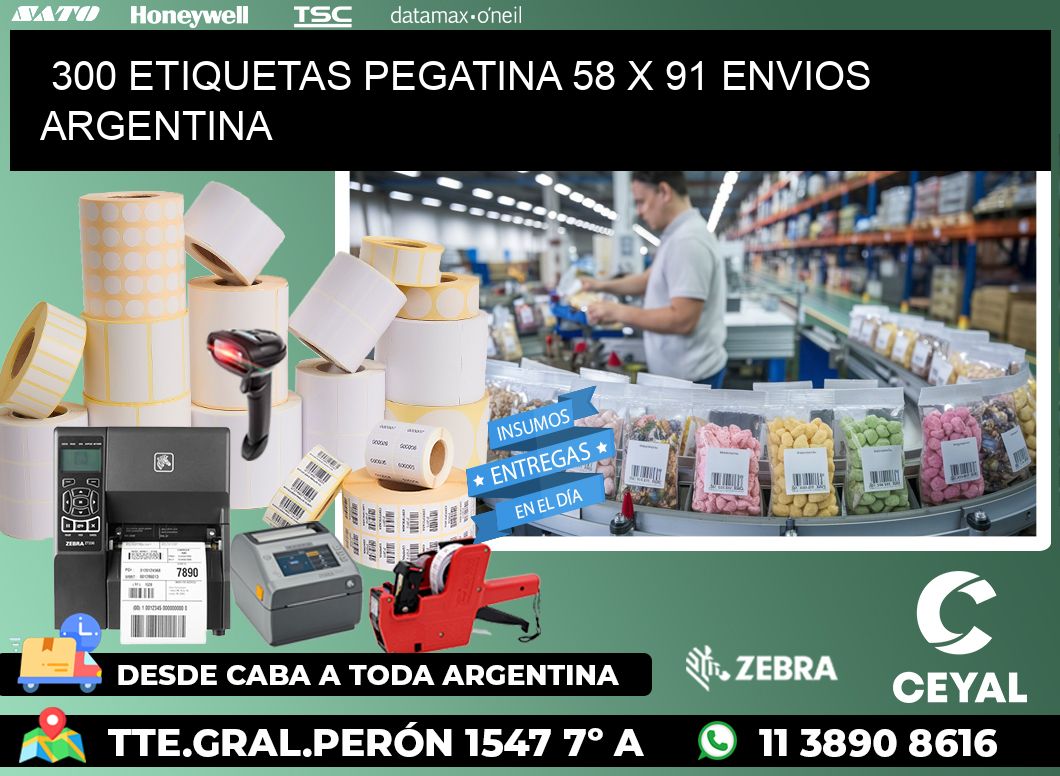 300 ETIQUETAS PEGATINA 58 x 91 ENVIOS ARGENTINA