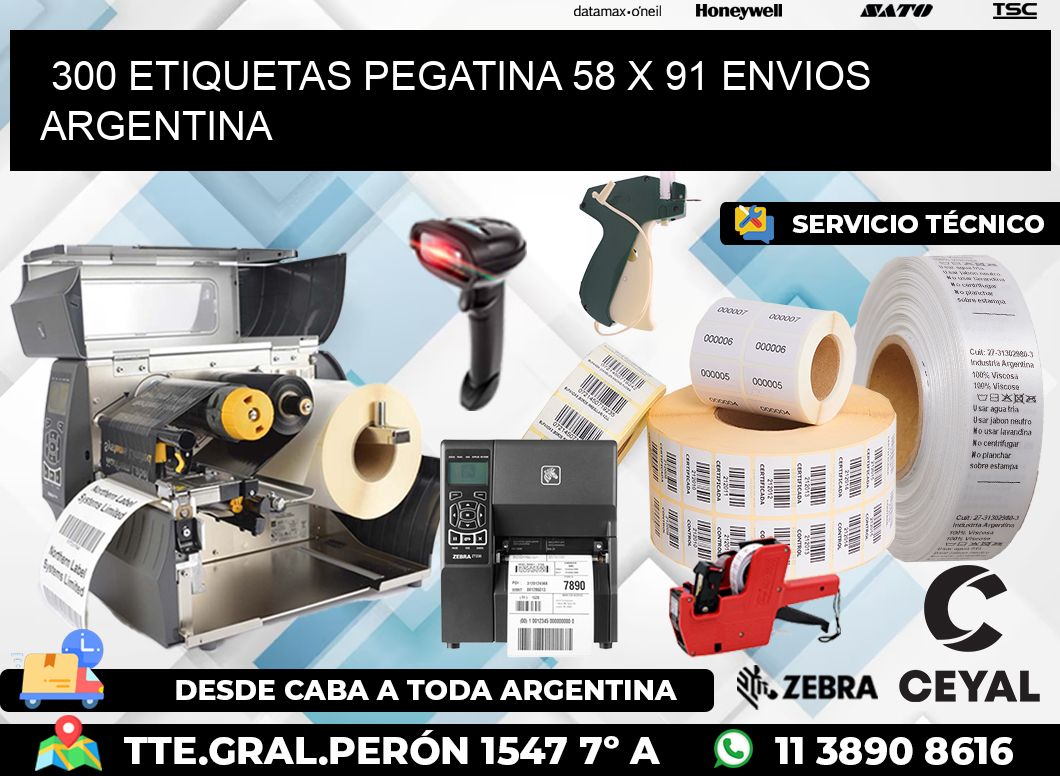 300 ETIQUETAS PEGATINA 58 x 91 ENVIOS ARGENTINA