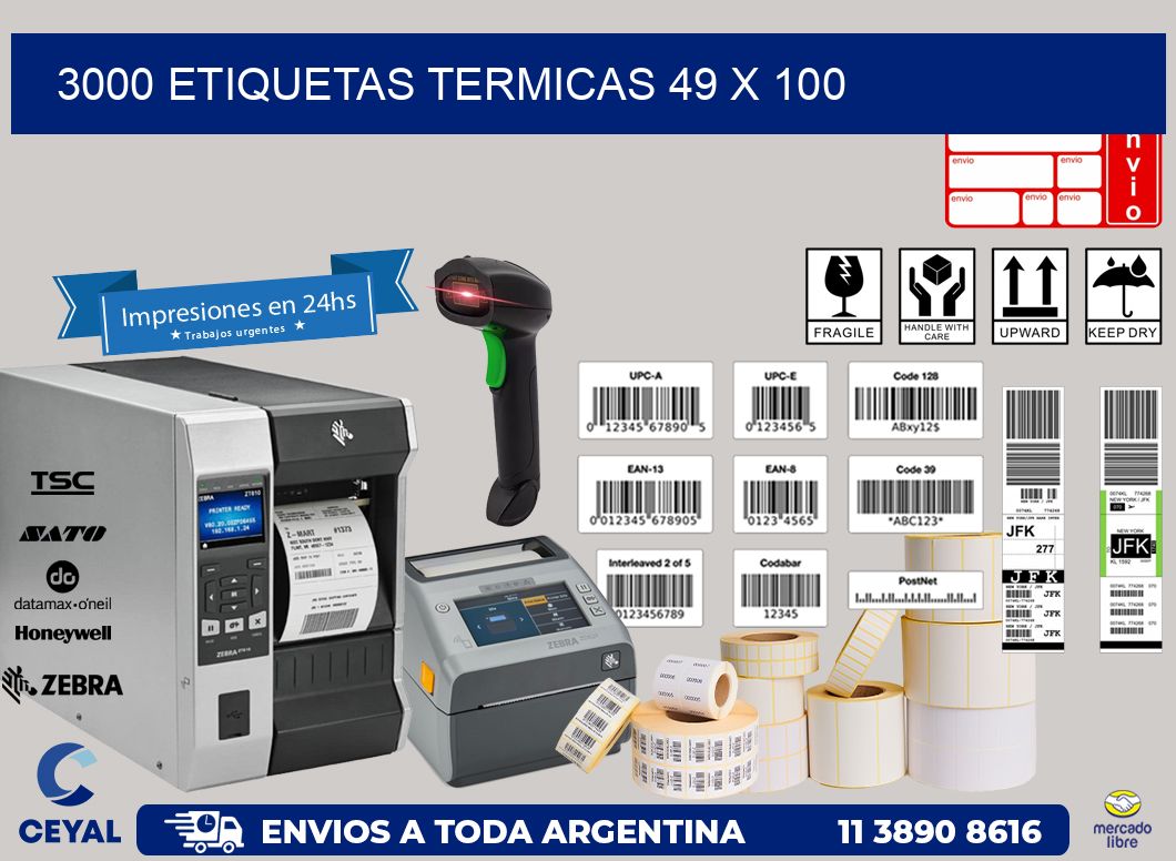 3000 ETIQUETAS TERMICAS 49 x 100