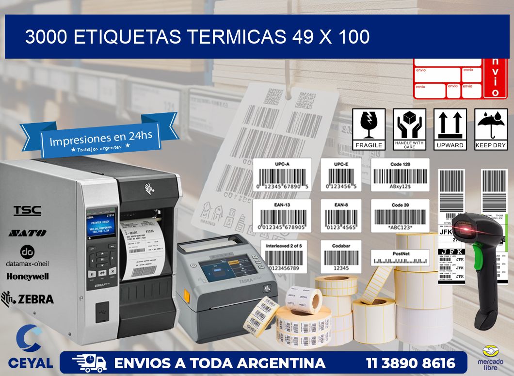3000 ETIQUETAS TERMICAS 49 x 100