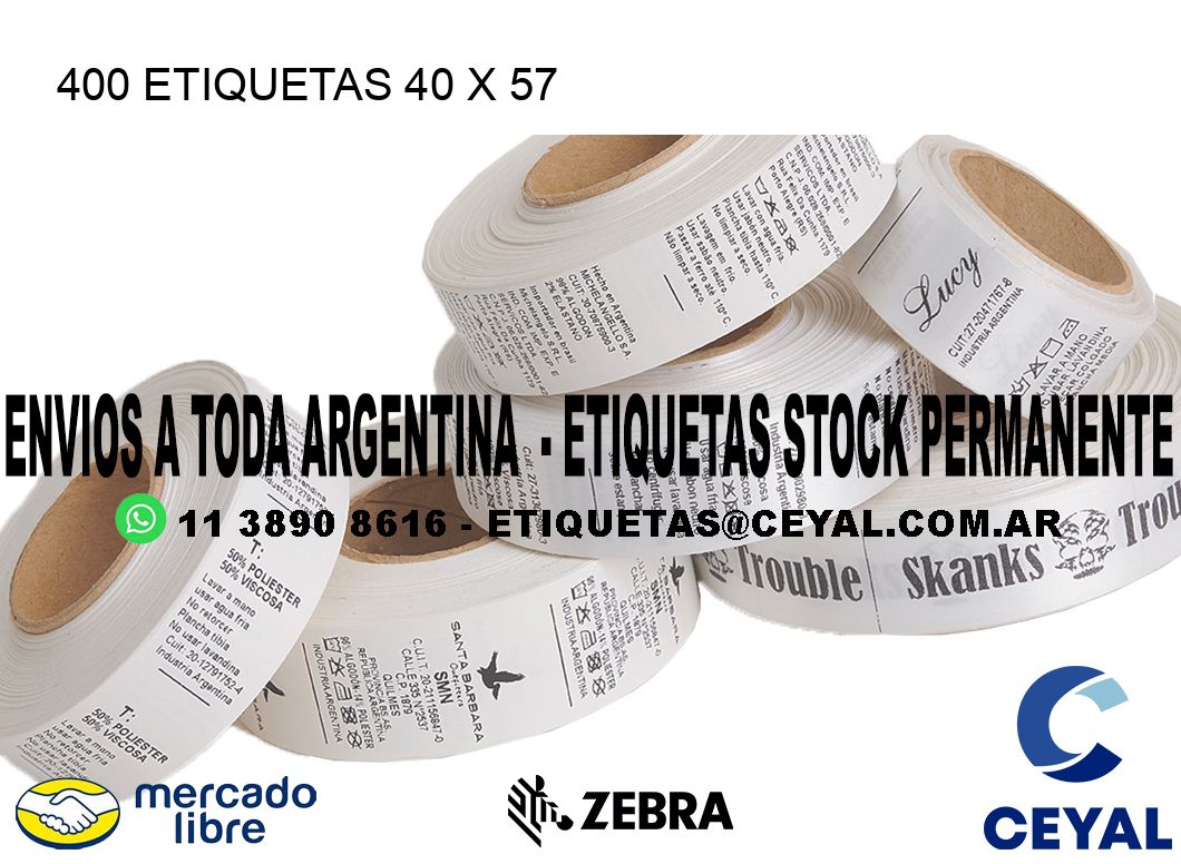 400 ETIQUETAS 40 x 57