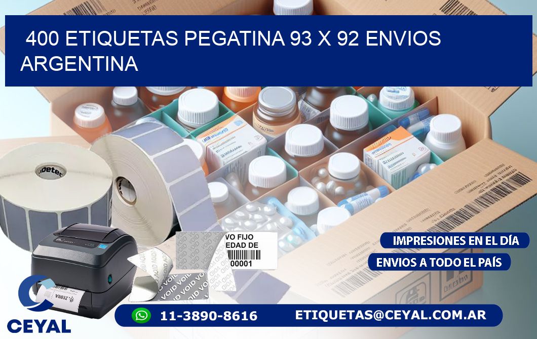 400 ETIQUETAS PEGATINA 93 x 92 ENVIOS ARGENTINA