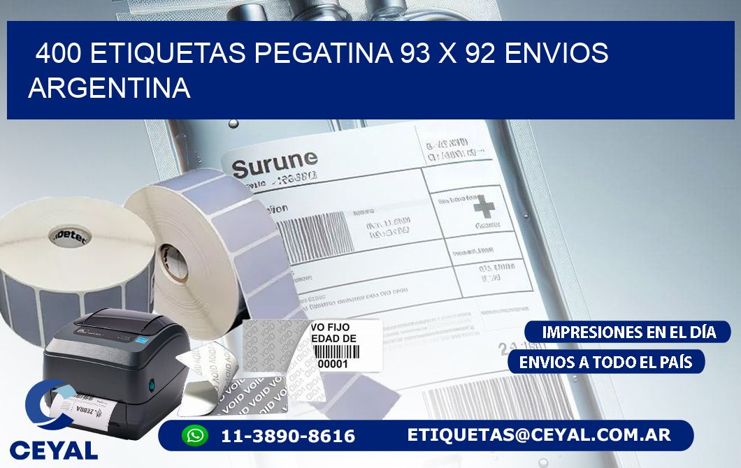 400 ETIQUETAS PEGATINA 93 x 92 ENVIOS ARGENTINA