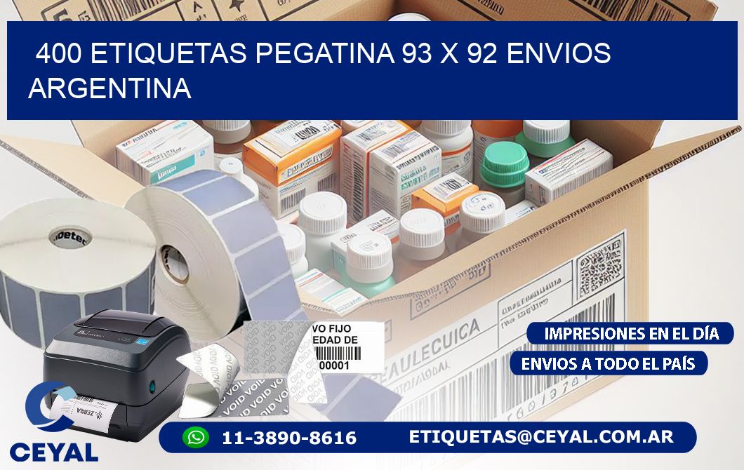 400 ETIQUETAS PEGATINA 93 x 92 ENVIOS ARGENTINA