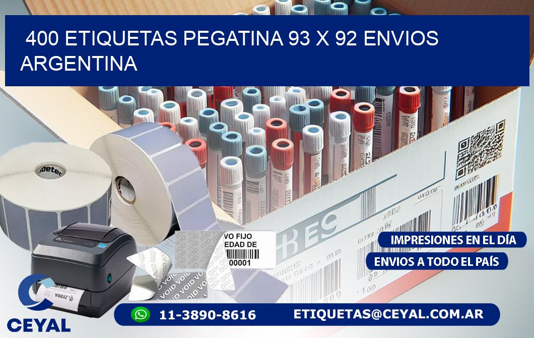 400 ETIQUETAS PEGATINA 93 x 92 ENVIOS ARGENTINA