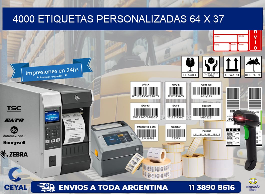 4000 ETIQUETAS PERSONALIZADAS 64 x 37