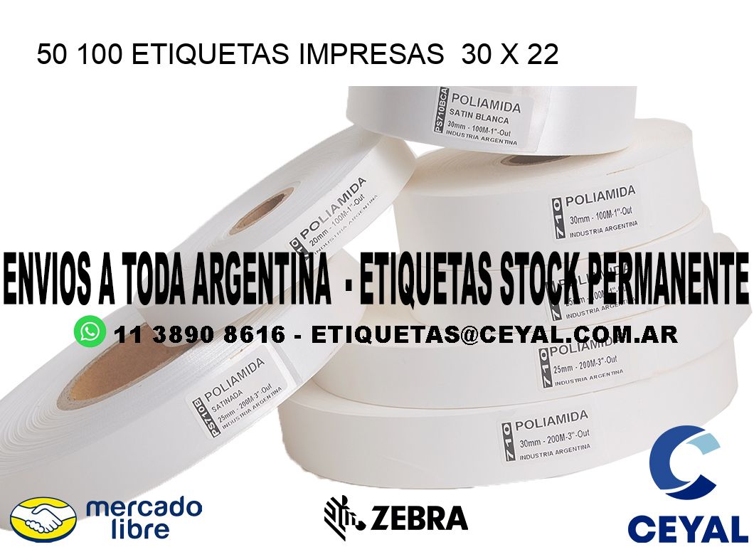 50 100 ETIQUETAS IMPRESAS  30 x 22