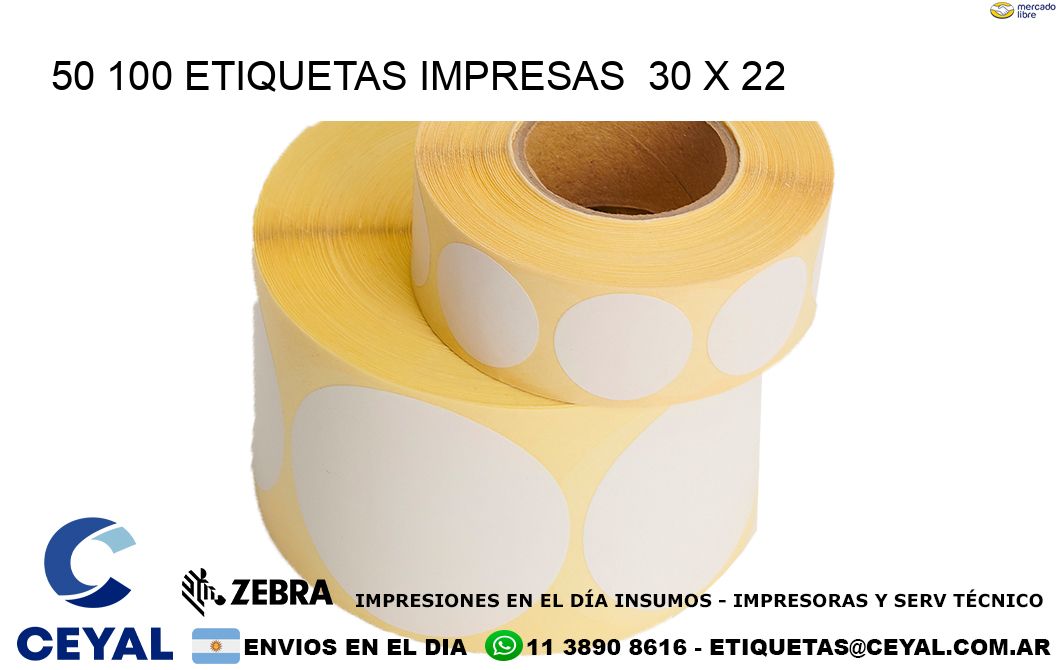 50 100 ETIQUETAS IMPRESAS  30 x 22