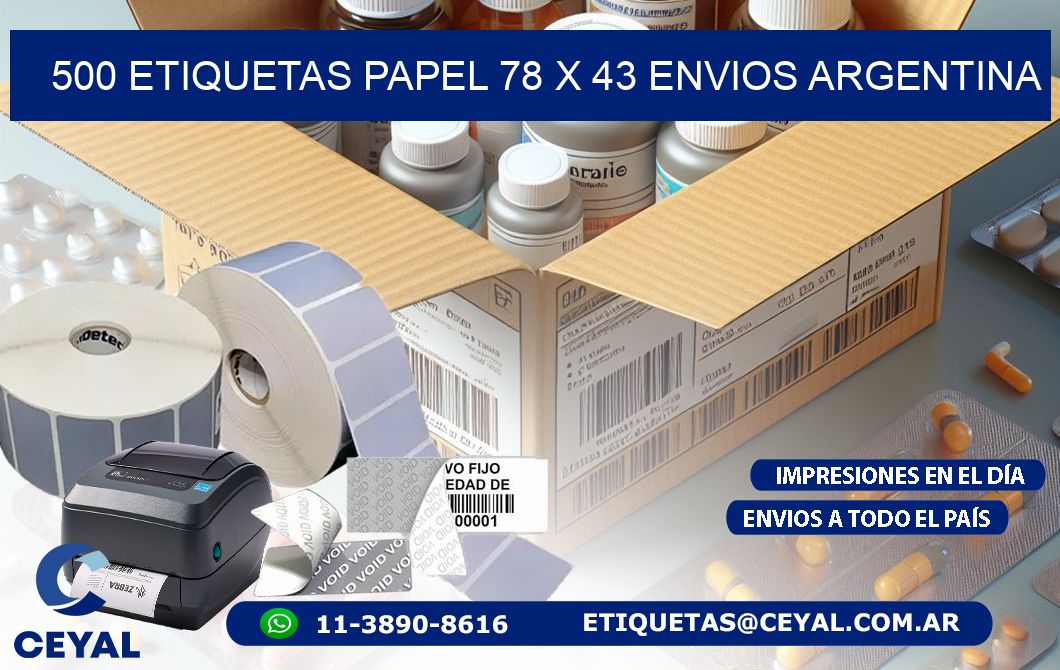 500 ETIQUETAS PAPEL 78 x 43 ENVIOS ARGENTINA