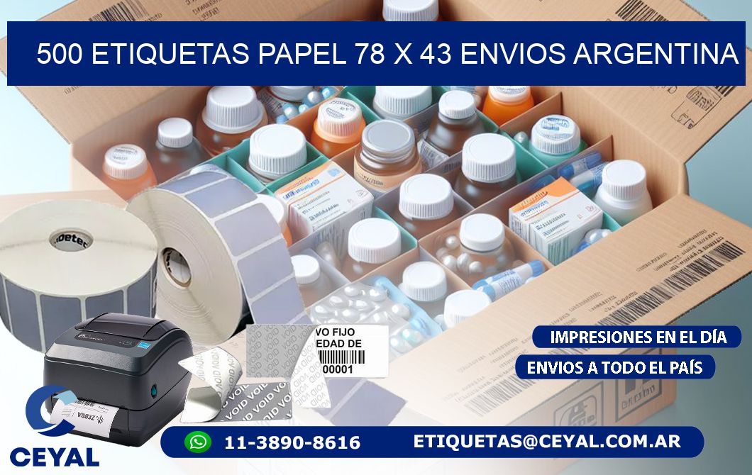 500 ETIQUETAS PAPEL 78 x 43 ENVIOS ARGENTINA