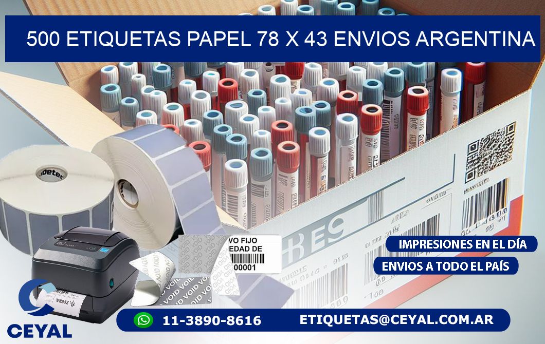 500 ETIQUETAS PAPEL 78 x 43 ENVIOS ARGENTINA