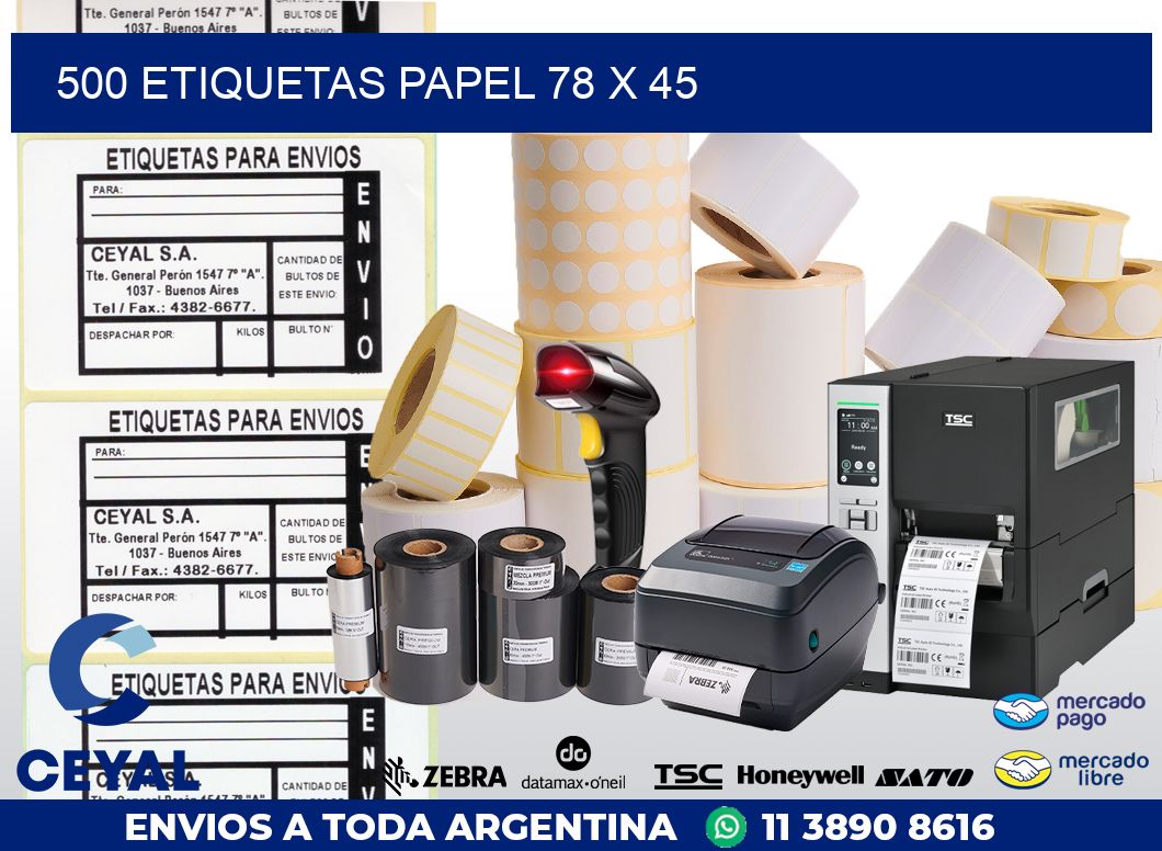 500 ETIQUETAS PAPEL 78 x 45