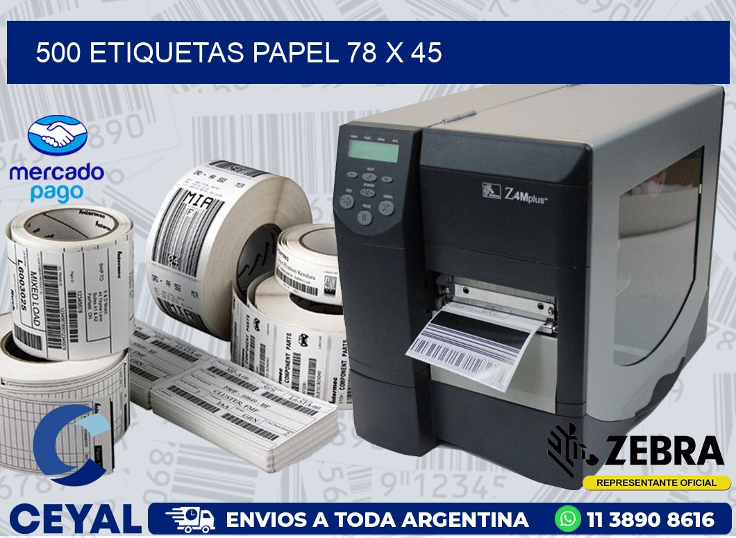500 ETIQUETAS PAPEL 78 x 45