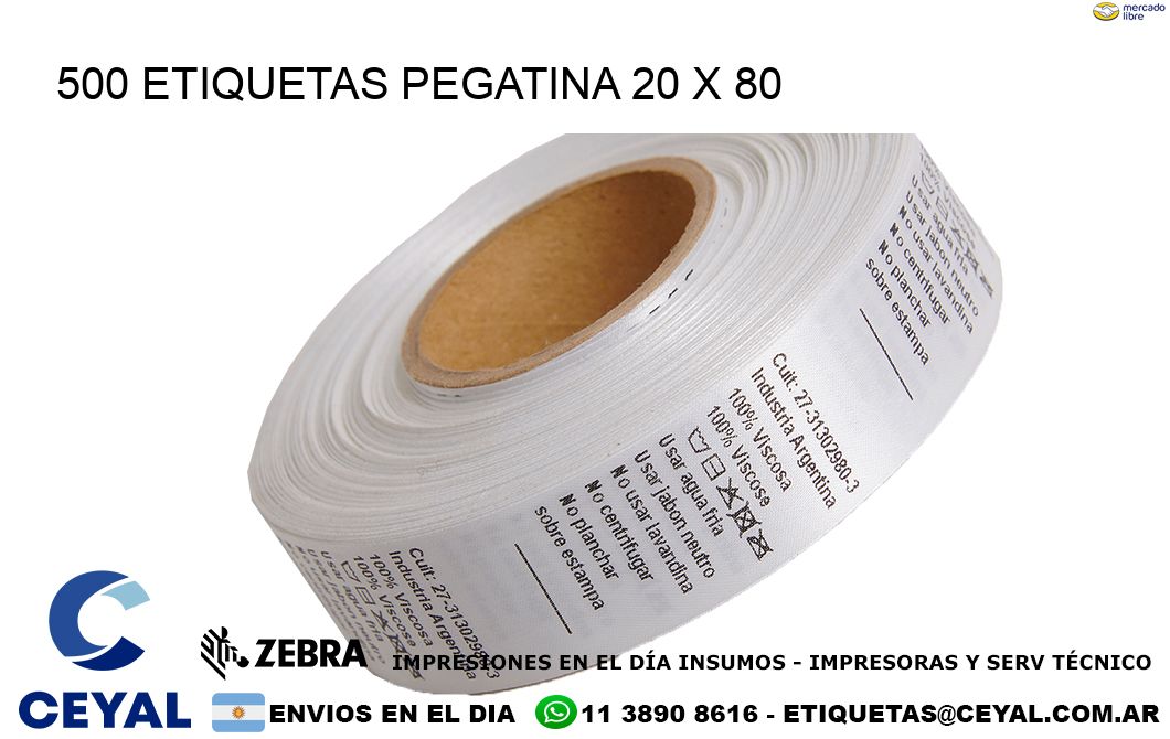 500 ETIQUETAS PEGATINA 20 x 80