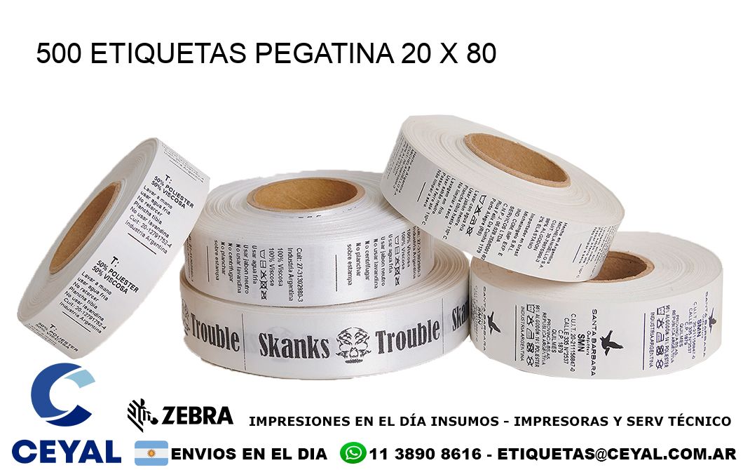 500 ETIQUETAS PEGATINA 20 x 80