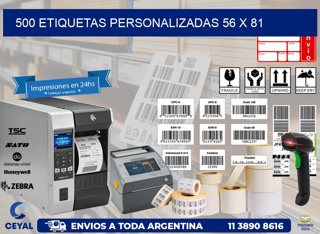 500 ETIQUETAS PERSONALIZADAS 56 x 81