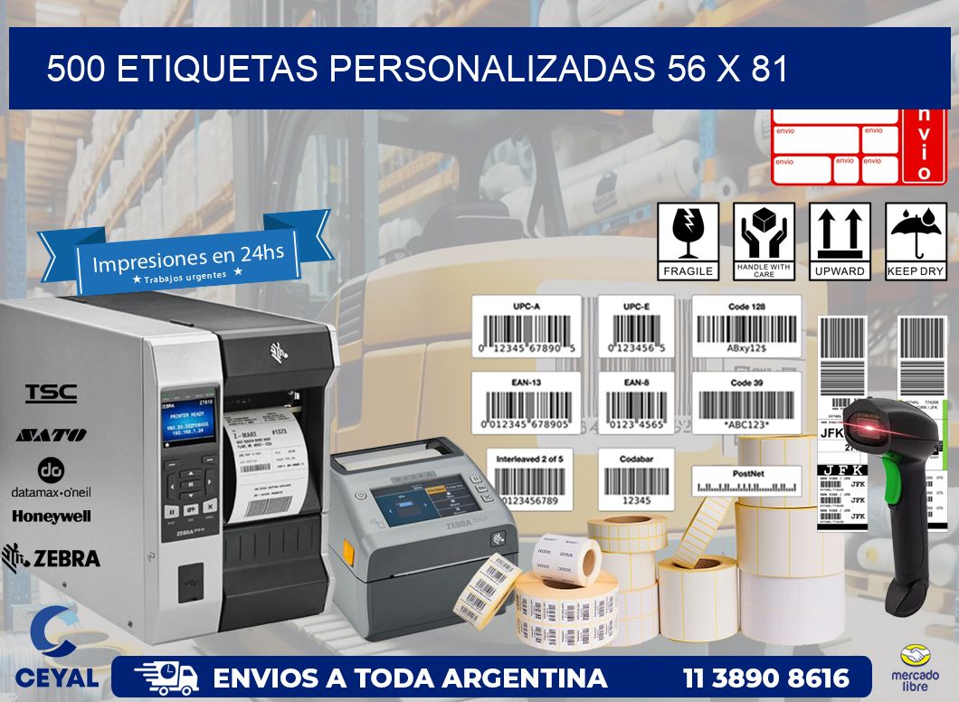 500 ETIQUETAS PERSONALIZADAS 56 x 81
