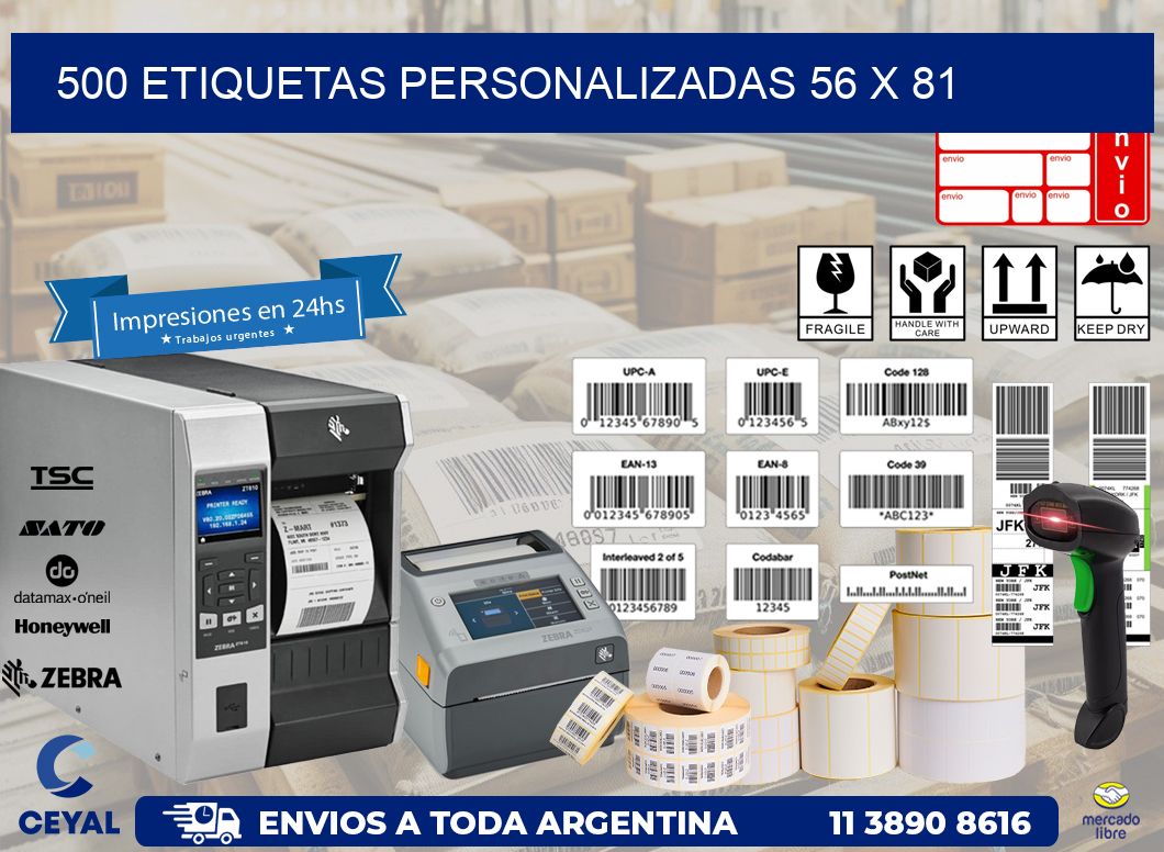 500 ETIQUETAS PERSONALIZADAS 56 x 81