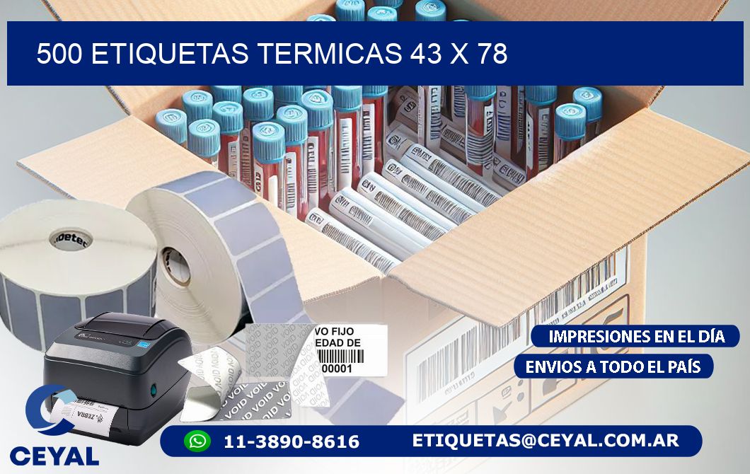 500 ETIQUETAS TERMICAS 43 x 78