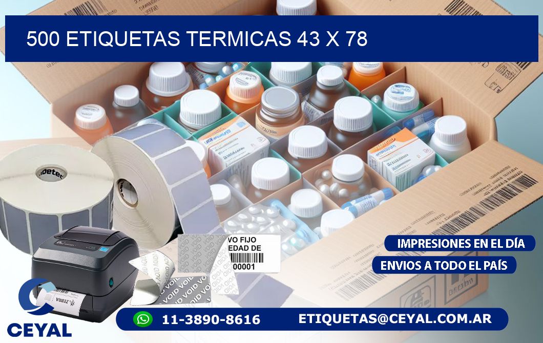 500 ETIQUETAS TERMICAS 43 x 78