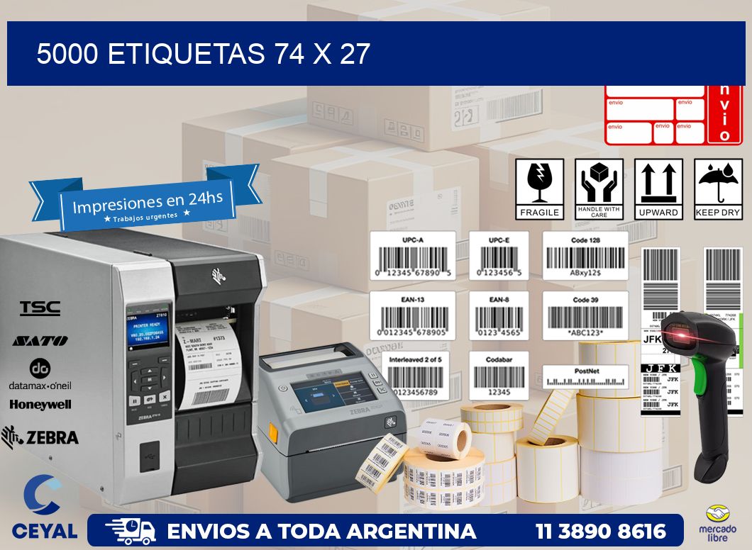 5000 ETIQUETAS 74 x 27