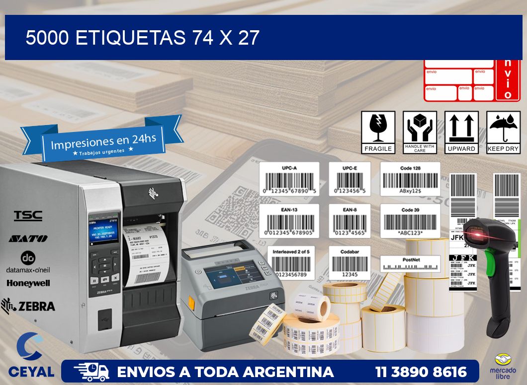 5000 ETIQUETAS 74 x 27
