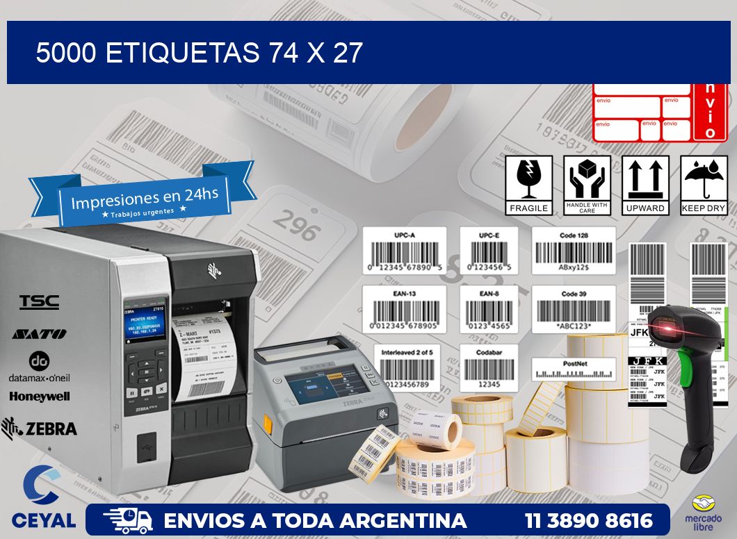 5000 ETIQUETAS 74 x 27
