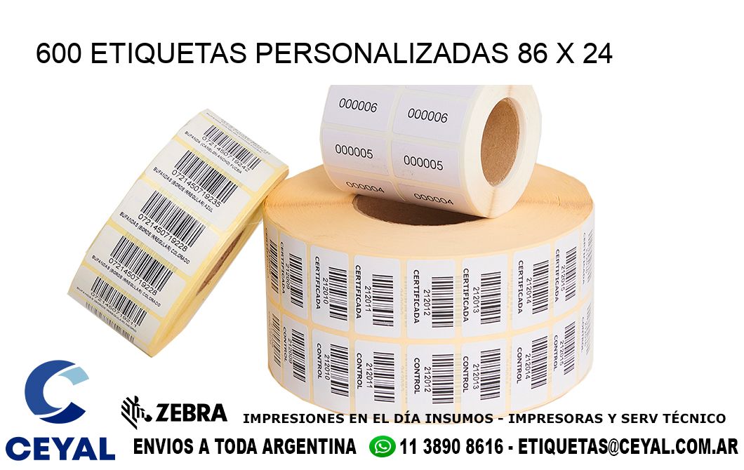 600 ETIQUETAS PERSONALIZADAS 86 x 24