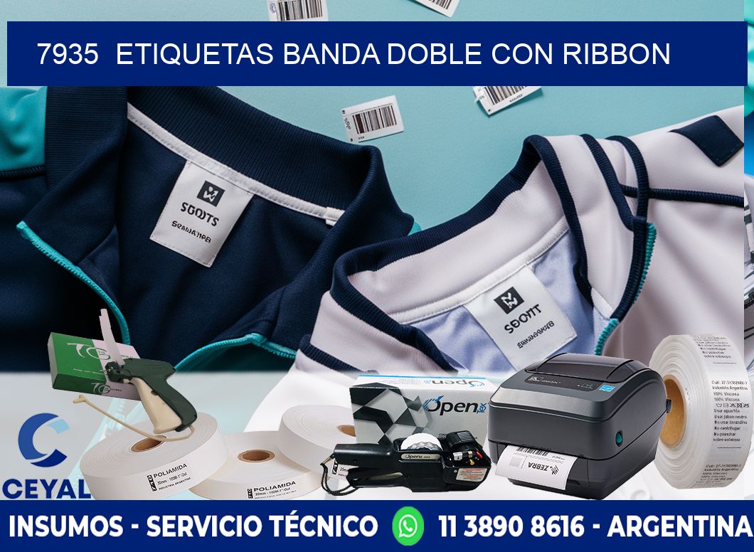 7935  ETIQUETAS BANDA DOBLE CON RIBBON