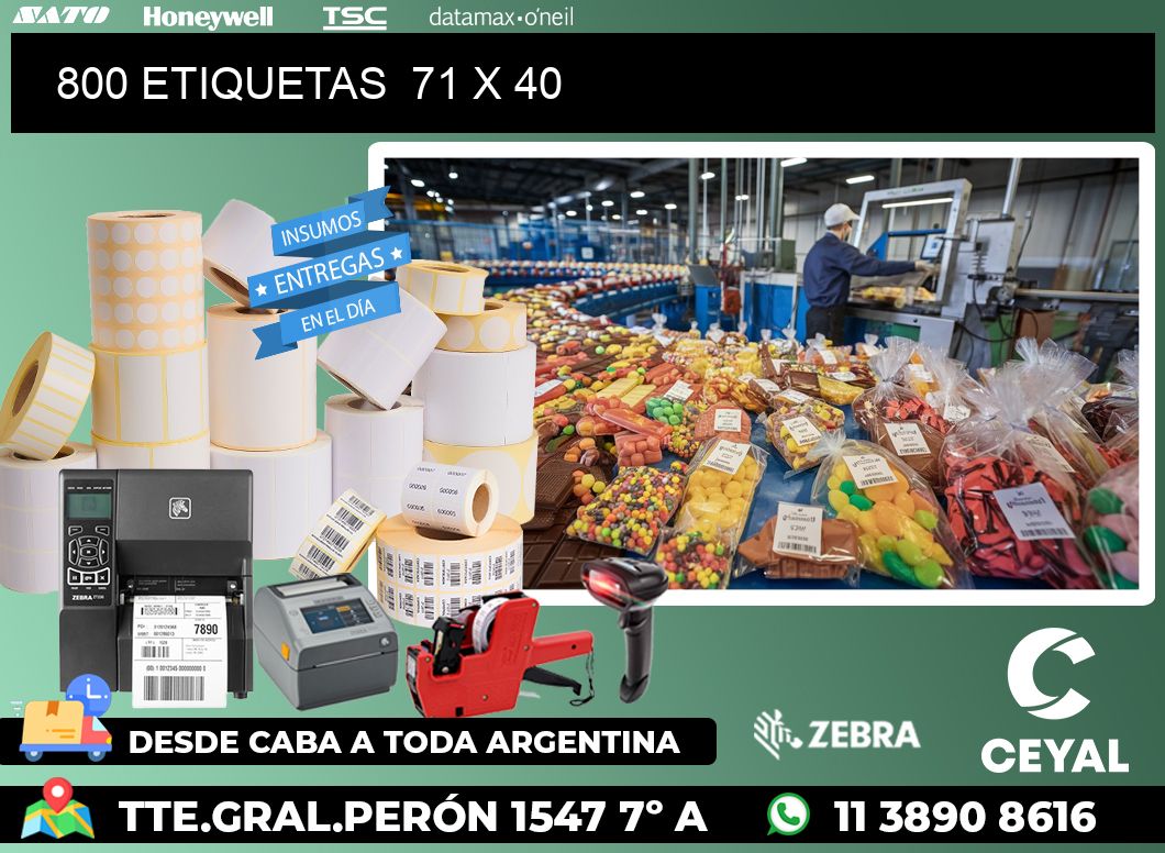 800 ETIQUETAS  71 x 40