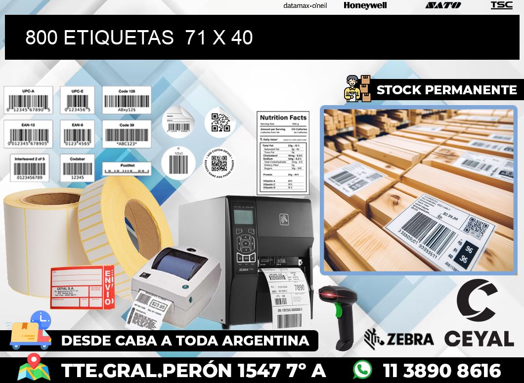 800 ETIQUETAS  71 x 40