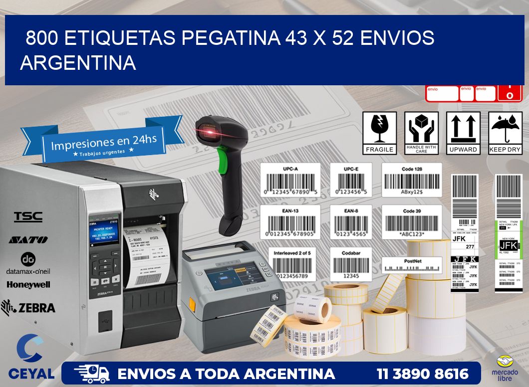 800 ETIQUETAS PEGATINA 43 x 52 ENVIOS ARGENTINA