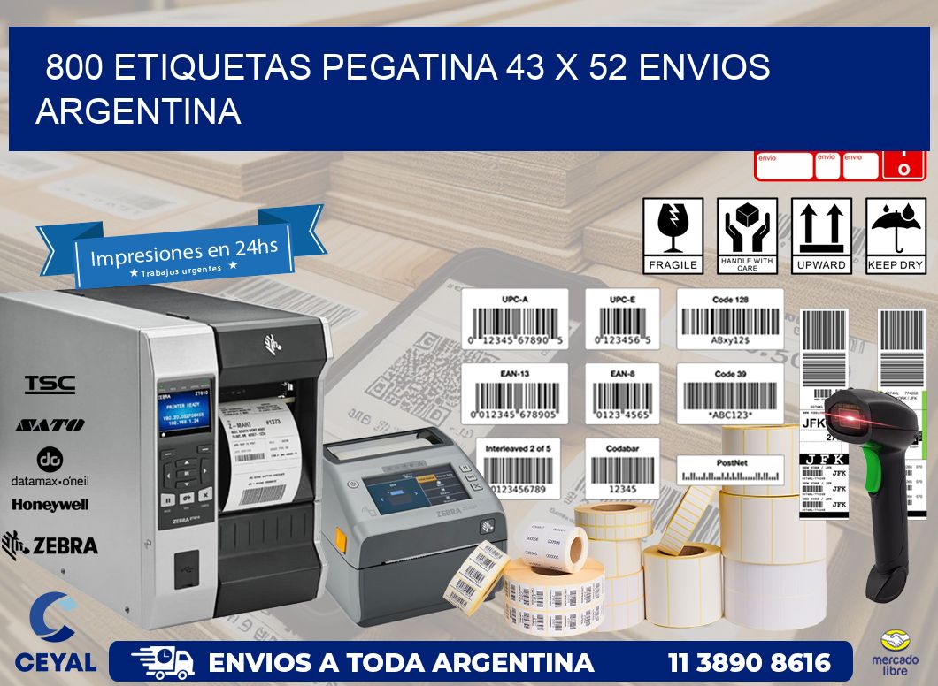 800 ETIQUETAS PEGATINA 43 x 52 ENVIOS ARGENTINA