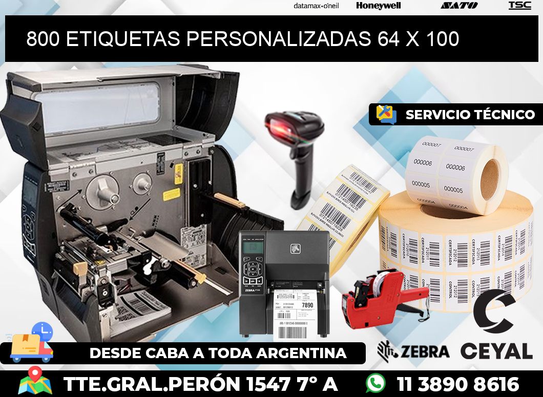 800 ETIQUETAS PERSONALIZADAS 64 x 100