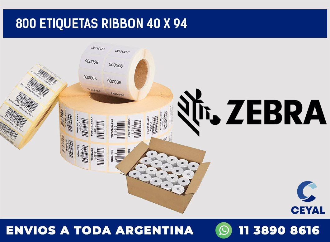 800 ETIQUETAS RIBBON 40 x 94