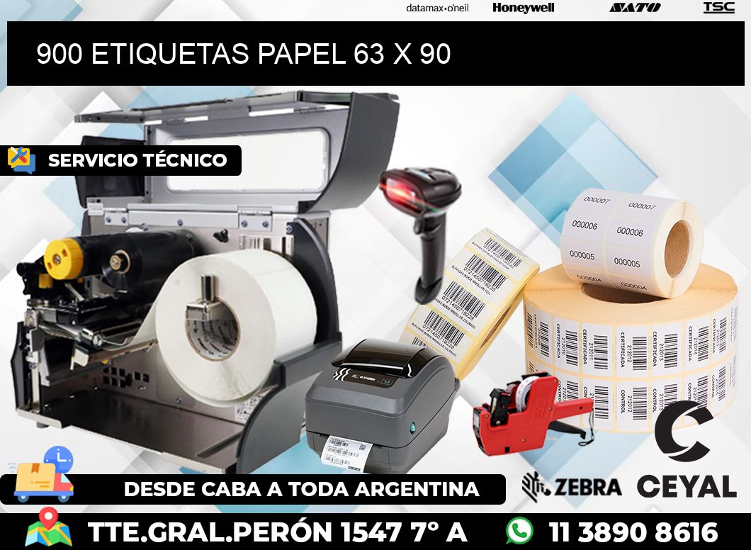 900 ETIQUETAS PAPEL 63 x 90