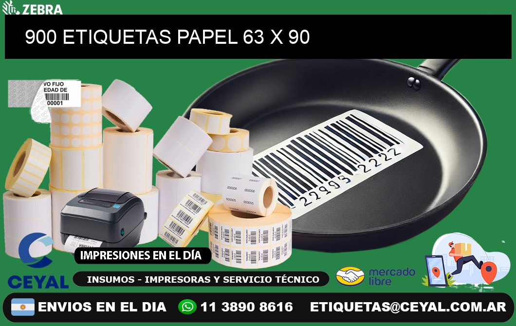 900 ETIQUETAS PAPEL 63 x 90
