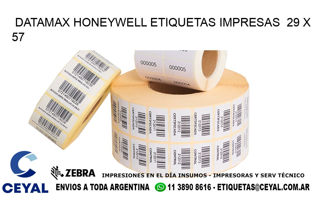 DATAMAX HONEYWELL ETIQUETAS IMPRESAS  29 x 57