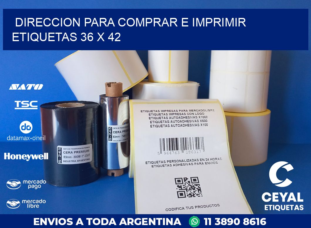 DIRECCION PARA COMPRAR E IMPRIMIR ETIQUETAS 36 x 42
